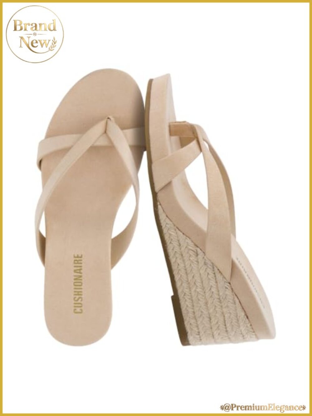 Cushionaire Ferry Espadrille Wedge Sandals Slip-On Thong Platform Flip Flops